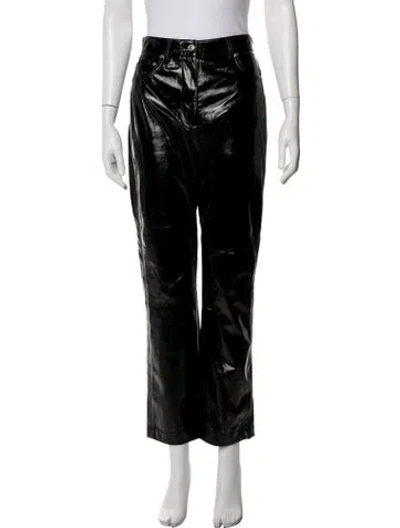 Pre-owned Msgm Faux Leather Straight Leg Pants In Black