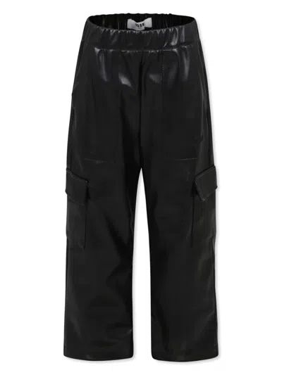 MSGM FAUX-LEATHER TROUSERS
