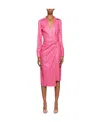 Msgm Pink Faux-leather Midi Dress In Pink