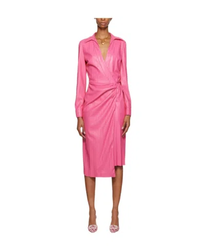 MSGM FAUX-LEATHER WRAP DRESS
