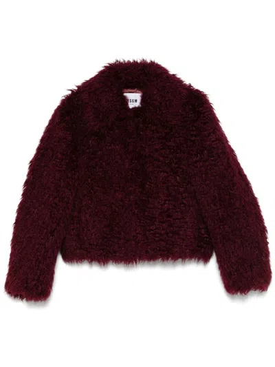 Msgm Faux-shearling Jacket In Red