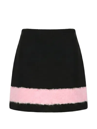 Msgm Faux-fur Trim Mini Skirt In Black