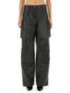 Msgm Faux-leather Cargo Pants In Black