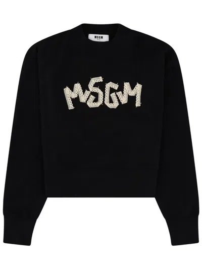 Msgm Logo-print Cotton Sweatshirt In Black