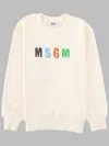 Msgm Felpa Girocollo Con Stampa Logo In Neutral