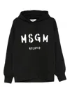 Msgm Black Cotton Crewneck Sweatshirt With Logo In Black