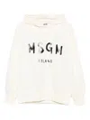 Msgm Logo Print Cotton Hoodie Clothing In White