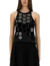 Msgm Cotton Racerback Tops With Round Disc Embellishments