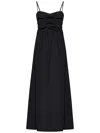 Msgm Fitted Black Dress With Ruching And Flowing Skirt