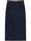 Msgm Logo Waistband Wool Skirt In Blue