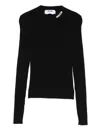 Msgm Fitted Long-sleeve Ribbed Top With Structured Shoulders In Black
