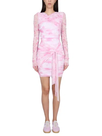 MSGM FITTED MINI DRESS WITH SHEER SLEEVES