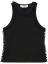 Msgm Black Cotton Top In Black
