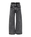 Msgm Grey Jeans For Girl With Rhinestones In Black