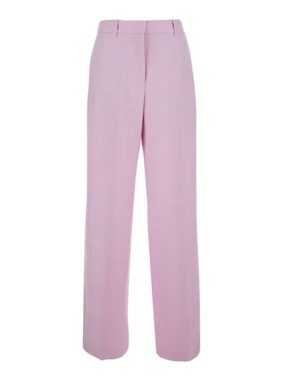 Msgm Five-pocket High-waist Straight-leg Viscose Pants For Women In Pink