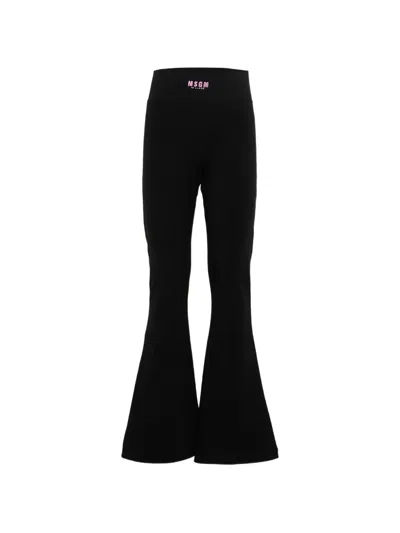 Msgm Kids' Flared Leggings In Black