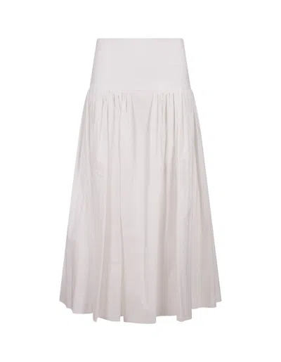 Msgm Flared Midi Skirt In White Poplin