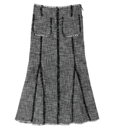 Msgm Flared Midi Skirt In Gray