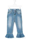 Msgm Flared Ruffle Jeans In Blue