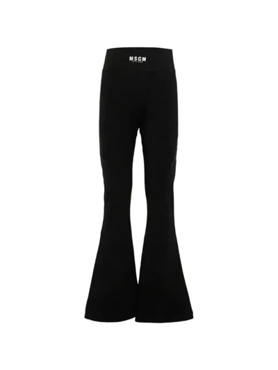 Msgm Kids' Flared Trousers In Black