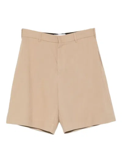 Msgm Flat-front Shorts In Neutral