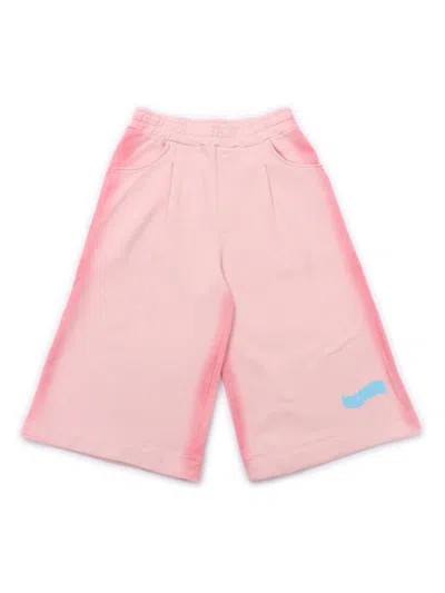 Msgm Kids' Fleece Airbrushed Bermuda Unisex In Pink