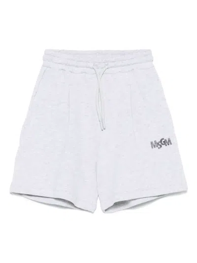 Msgm Kids' Fleece Bermuda Shorts In Grey