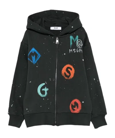 Msgm Fleece Long-sleeved Sweatshirt In Black