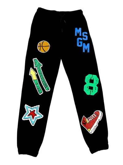 Msgm Kids' Illustration-style Print Track Pants In Black