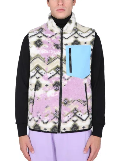 Msgm Textured Fleece Sherpa Vest In Multi
