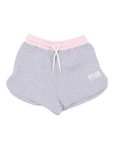 Msgm Kids'  Fleece Shorts Girl In Gray