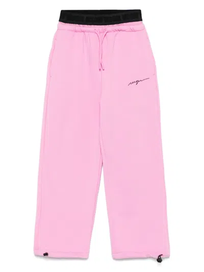 Msgm Kids' Fleece Track Pants In Pink