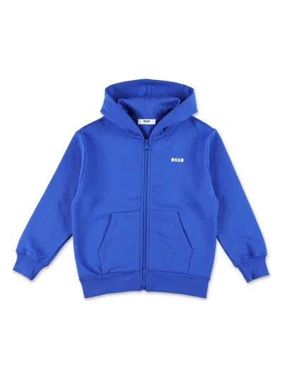 Msgm Kids' Fleece Zipped Hoodie In Royal