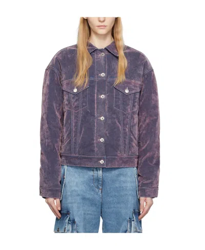 MSGM FLOCK DENIM FADED DENIM JACKET