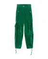 Msgm Flock Denim High-waisted Cargo Jeans In Green