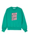 Msgm Flocked-logo Cotton Sweatshirt In Green