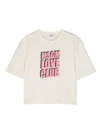Msgm Kids' Flocked-logo Cotton T-shirt In Cream