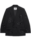 Msgm Floral-appliqué Blazer In Black