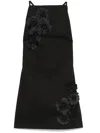 Msgm Black Floral Appliqué Minidress In 黑色