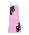 Msgm Strappy Backless Mini Dress With Floral Bow In Pink
