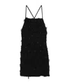 Msgm Short Black Dress With Pearl In Black