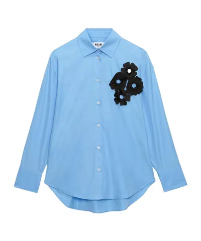 Msgm Floral-appliqué Shirt