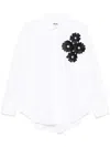 Msgm Floral-appliqué Shirt In White