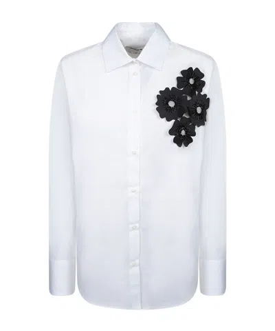 MSGM MSGM FLORAL PATCH CURVED HEM SHIRT