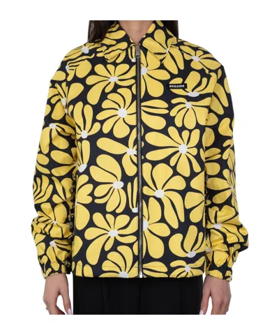 Msgm Floral Bomber Jacket In Yellow
