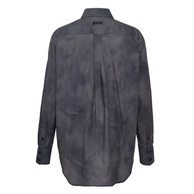 Msgm Floral Camicia Shirt In Blue