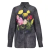 Msgm Floral Camicia Shirt In Blue