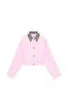 Msgm Floral-collar Cropped Jacket In Pink