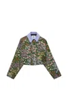 Msgm Floral Collared Jacket In Green