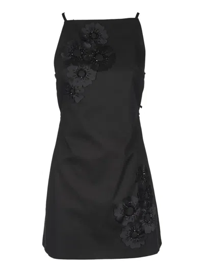 Msgm Floral Cropped Dress In Black